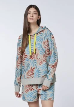 Chiemsee IM SCHRIFTZUG UND BLATT-DESIGN - Kapuzenpullover - Medium Grey Red