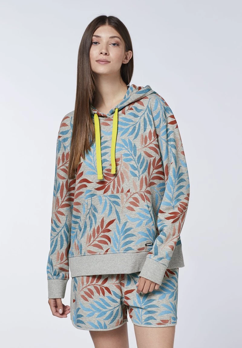 Chiemsee IM SCHRIFTZUG UND BLATT-DESIGN - Kapuzenpullover - Medium Grey Red 1 Chiemsee IM SCHRIFTZUG UND BLATT-DESIGN - Kapuzenpullover - Medium Grey Red